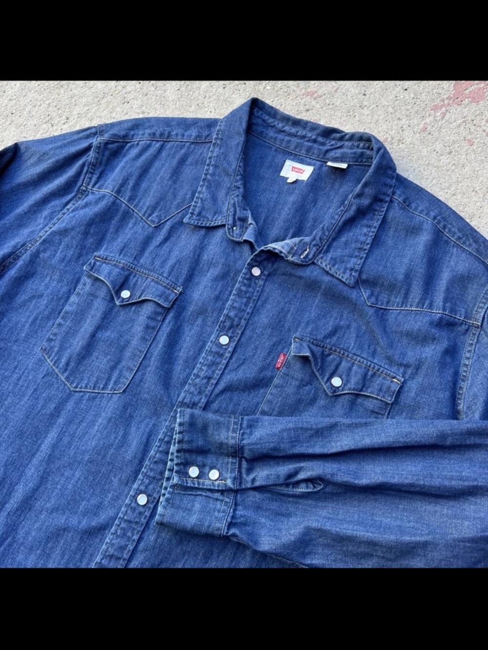 Levi's Shirt Men’s 4XL Blue Denim Pearl Snap Dark Wash Cowboy Western Chambray